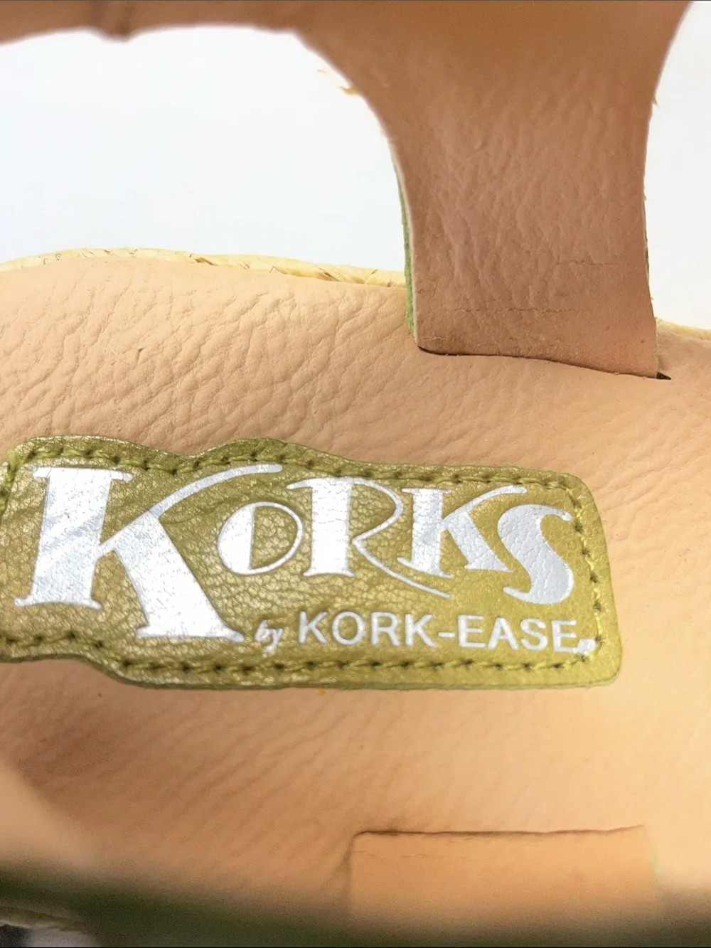 Kork-Ease‎ Olive Leather Espadrille Wedge Sandals